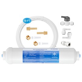 HAOCHEN Inline Water Filter for Ice Maker and Refrigerator,Include 1/4" Water Line and Push to Connect Fittings,Ideal for Ice Maker, Refrigerator, RO(Reverse Osmosis) System