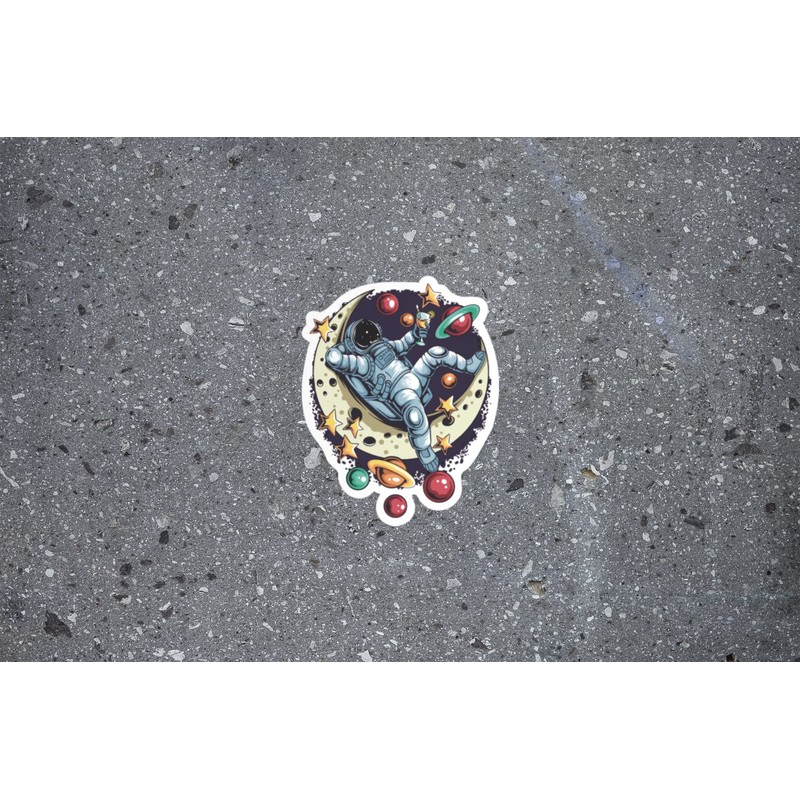 Astronaut Moon 5 Inch Waterproof Decal Sticker Wall Window Tie-dye