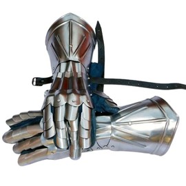 GO NAUTICAL INSTRUMENTS Medieval solid steel Knight Gauntlet Armor gloves functional finger for Cosplay/Sca/LARP, Adult (Standard), Silver
