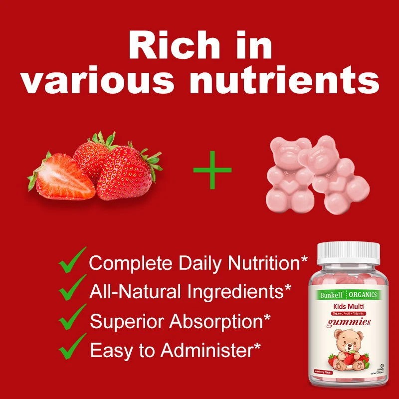 Bunkell Children's Vitamins 60 Gummies - Immune and Bone Health,