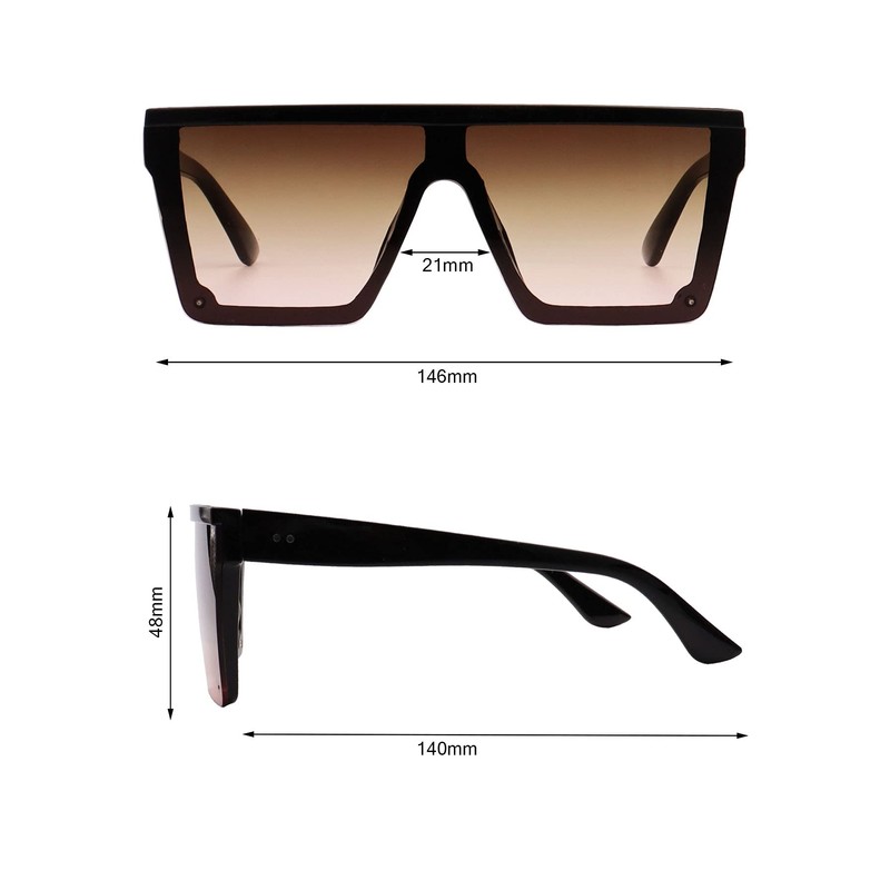 FOURCHEN Square Oversized Sunglasses for Women Men Fashion Flat Top