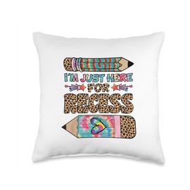 I'm Just Here For Recess Teacher And Student Gifts I'm Just Here for Recess Funny Back to School Teacher Pupils Throw Pillow, 16x16, Multicolor