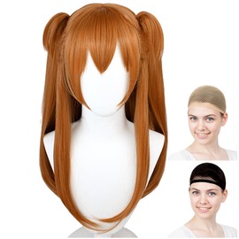 CaseEden 6033 EVA Soryu Asuka Langley Cosplay Wig Asuka Long Bang Type Brown