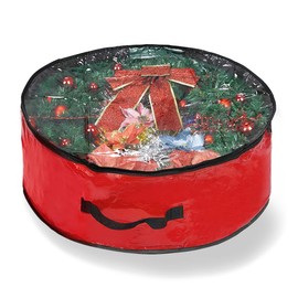 Christmas Wreath Storage Hillylolly Red Christmas Wreath Storage Bags, Robust & Waterproof Wreath Storage Bag, Christmas Wreath Storage Bag, Wreath Container 91 x 20 cm