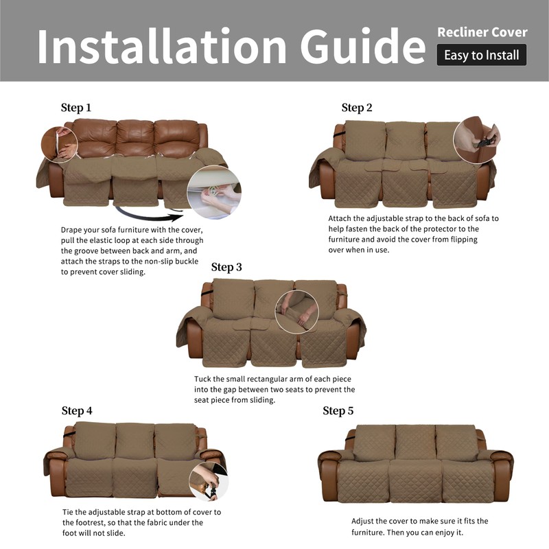 Easy-Going Oversized Recliner Sofa Cover, Reversible Couch Cover for 3