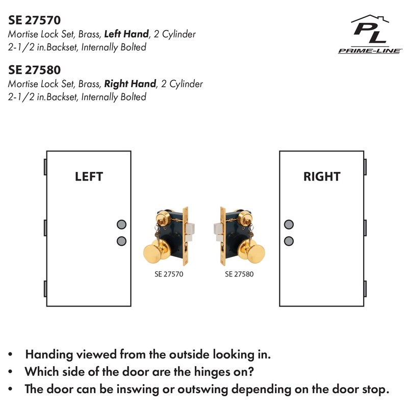 Prime-Line SE 27570 2-1/2 in. Backset, Entrance Mortise Lockset, Wrought