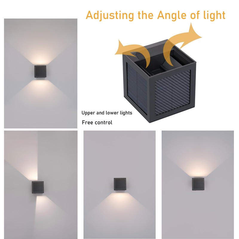 CNAHIWO Solar Sconce Lights Outdoor, Motion Sensor, Dimmable Up and