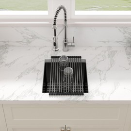 15 Undermount Black Bar Sink - Sarlai 15 x 17 inch Undermount Wet Bar Prep Sink Stainless Steel 16 Gauge Gunmetal Black Single Bowl RV Camper Prep Kitchen Sink