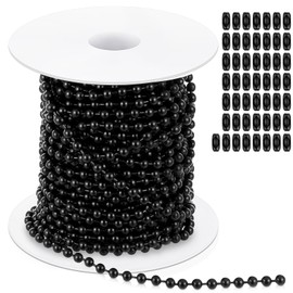 Yaocom 50ft 4.5mm Ball Beaded Chain with 50 Connectors for Roller Shade &Vertical Window Blinds, Dog Tag Chain, Jewelry Making/Crafts & DIY Projects (Black)