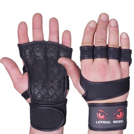 LETHAL MODE Workout Gloves for Men & Women – Fingerless Weight Lifting Gloves with Wrist Support for Gym, Crossfit, and Exercise – Durable Grip for Weightlifting, Cycling & Training (D1, Large)