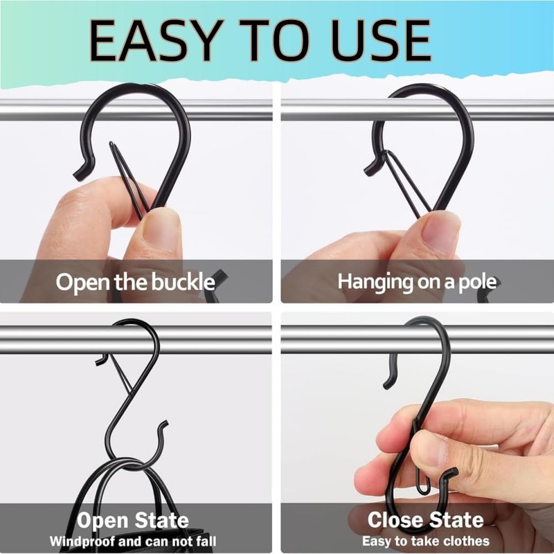 HIDOSNG 20Pcs S Hooks with Safety Buckle, 3.5 inch Heavy