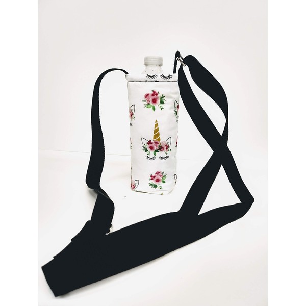 Unicorn with Eyelashes Insulated Water Bottle Holder with Adjustable strap