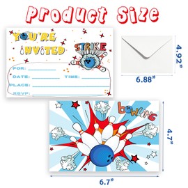 15Pack Bowling Birthday Party Invitations with Envelops Double-sided Fill-in Bowling Party Invitations Let's Strike Up Bowling Bithday Party Supplies
