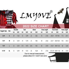 LMYOVE Girls Clown Costume,Helloween Circus Dress Up for Kids (Small, Red&Black)