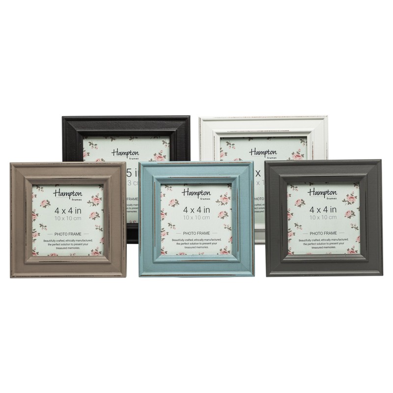 Hampton Frames PALOMA Distressed Square Picture Photo Frame Grey 4x4