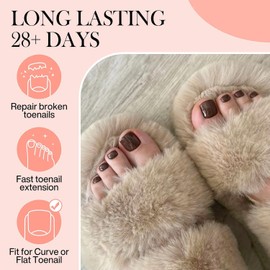 Luckyfairy 504pcs Toe Nail Press Ons: Squavol Toe Nail Tips Full Cover Fake Toenail, 15 Sizes Square Round Oval Press on Toenails for Women Big Wide Nail Extensions Home DIY Salon