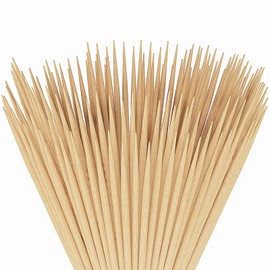 100Pcs Disposable Bamboo Skewers Sticks, Natural Barbecue Skewers 30CM/11.81IN, Wooden Kebab Skewers/Marshmallow Sticks/Cocktail Sticks, for Parties