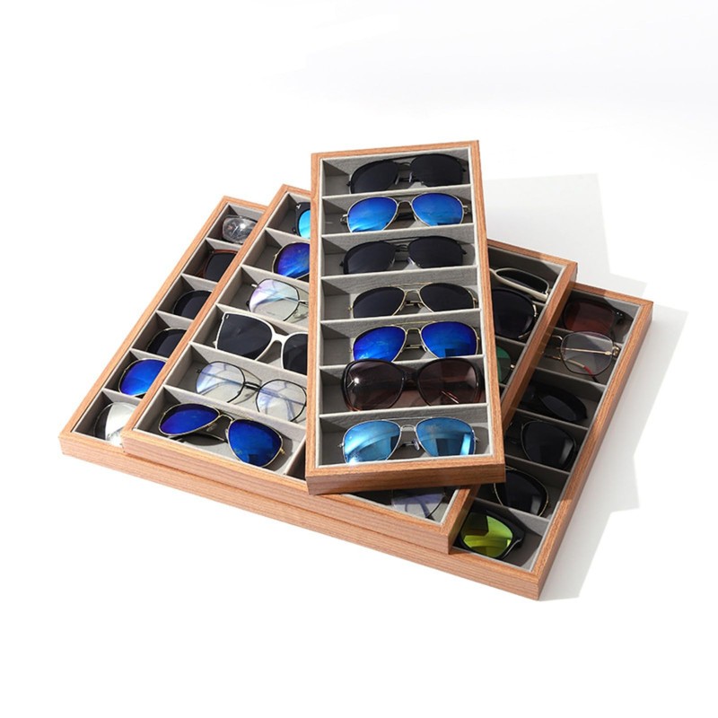 Lurockie Walnut Wood Glasses Storage Box Eyeglass Sunglasses Box Storage