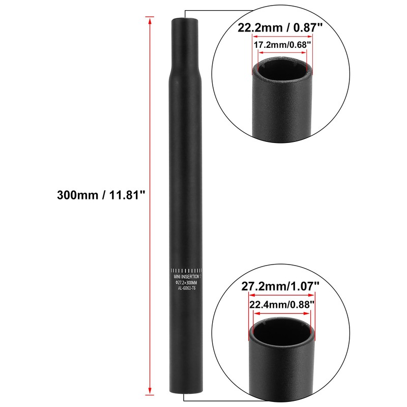 X AUTOHAUX 27.2x300mm Bicycle Seat Post Aluminum Alloy without Scale