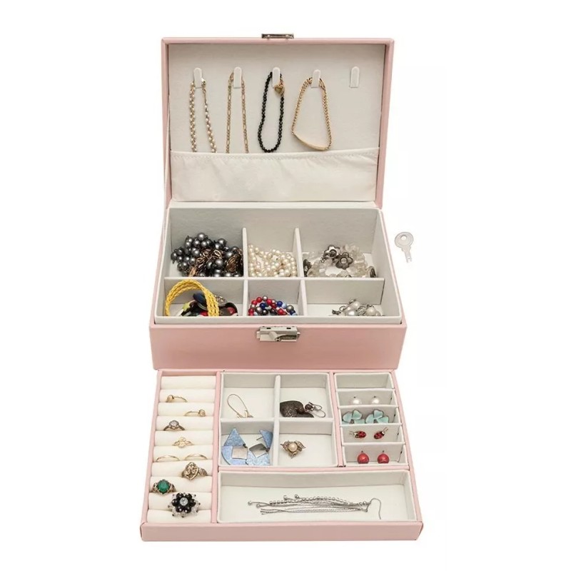 Exhivit Caja De Joyería, Organizador De Joyas Portátil Color Rosa