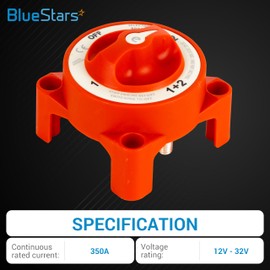 BlueStars 350A 9002E e-Series Battery Switch 350A Continuous 12V to 32V Battery Combiner and Selector Switch 4 Position Used for Boat, Ship, Yacht Battery and Others