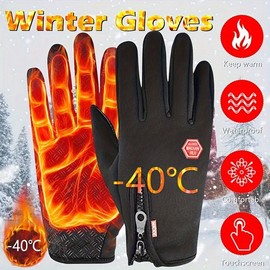 Outdoor Double Layer Touch Screen Sports Gloves Outdoor Touchscreen-Compatible Thermal Gloves - Windproof, Non-Slip & Durable for Running, Driving, Hiking & Skiing Cozy Winter Warm Gloves for Men and Women - Color: Black, Size: XL