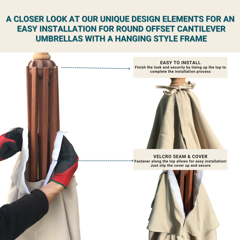 Formosa Covers 9ft Cantilever Hanging Umbrella 8 Rib Replacement Canopy