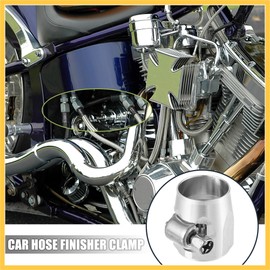 REPAIROCK 5 Pcs AN6 Hex Car Hose Finisher Flexible Rubber Pipe Clamp with Screw Band Adapter Fitting for Oil Fuel Water Tube Silver Tone Auto Replacement Parts