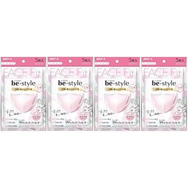 Hakugen Earth Bee Style Mask, 3D Type, Regular Size, Dolly Pink, Pack of 5, Set of 4