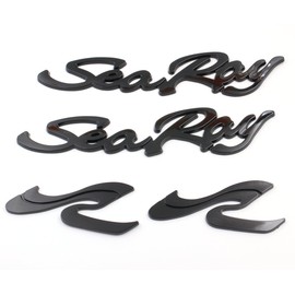 4pcs Sea Ray Searay SR Wave Script etters Boat Nameplate Emblems 3D Badge Sticker (Gloss Black)