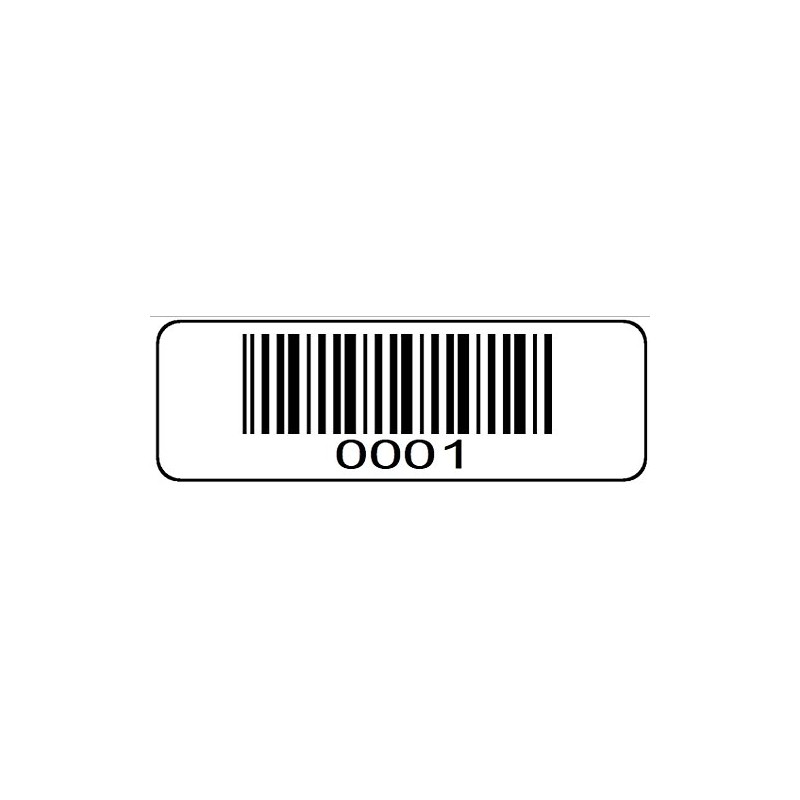 1000 Numbered Labels, Pre Printed Serial Barcodes 1-1/2" x 1/2"