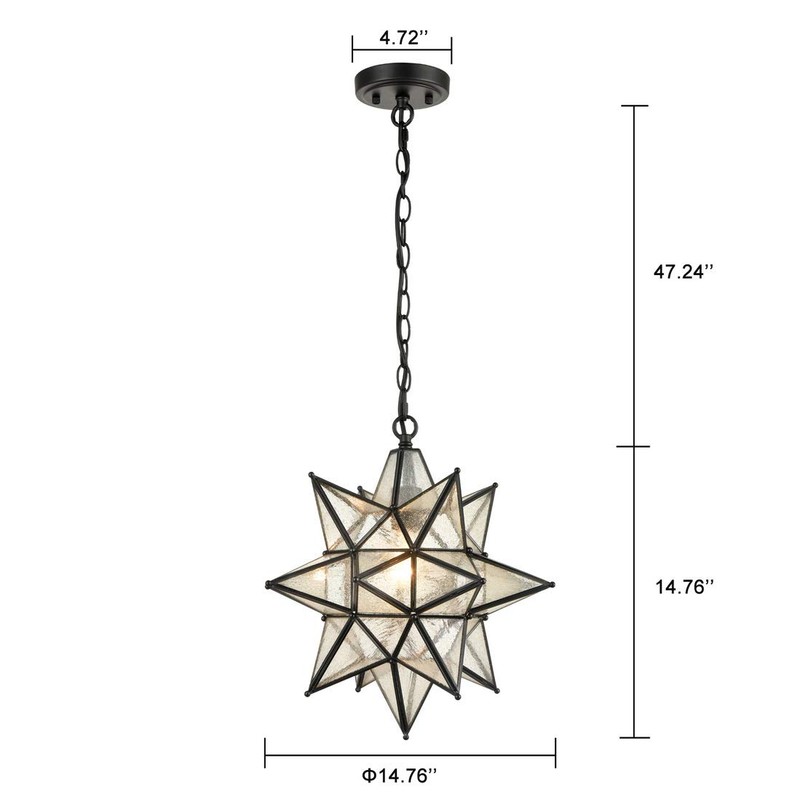 DIRYZON EUL Moravian Star Pendant Light 16 inch Seeded Glass