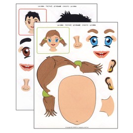 APLI Kids 11867 - Pack of 2 Sheets of Face Stickers - Children's Learning Stickers, Multi-Colour, Medium