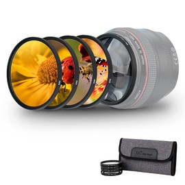 77mm Macro Close-Up Filter Set (+2 +4 +8 +10) Macro Filter with Pouch for Nikon D750 D780 with AF-S NIKKOR 24-120mm f/4G ED VR Lens or Canon 6D Mark II with EF 24-105mm f/3.5-5.6 is STM Lens