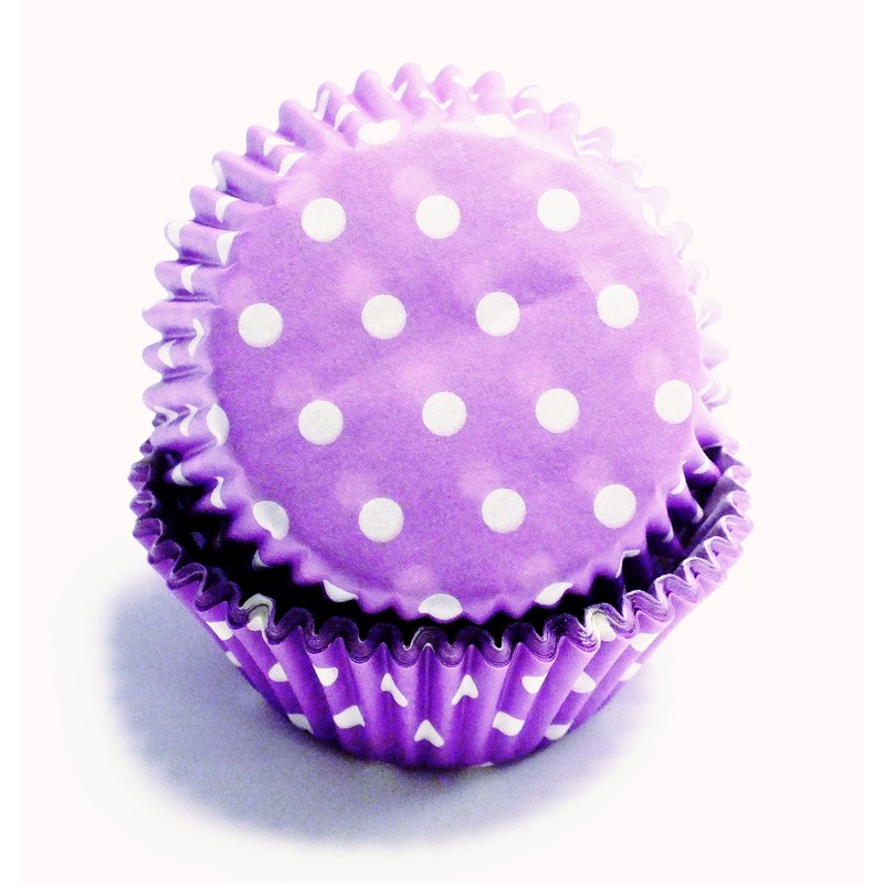 PME Lavender Polka Dots Paper Baking Cases for Cupcakes, Standard