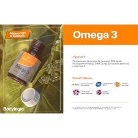 Omega 3 Bodylogic con EPA, DHA y Vitamina E  Aceite de pescado de origern noruego ultra puro  Calidad Premium cuenta con certificaciones Epax, Friend 