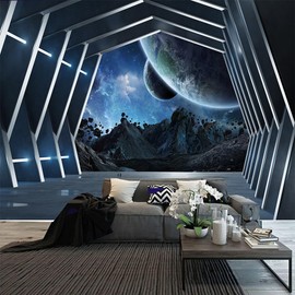 FENDROM Spaceship Tapestry Universe Galaxy Outer Space Station Wall Hanging Futuristic Science Fiction Planet Earth Tapestries for Bedroom Living Room Dorm