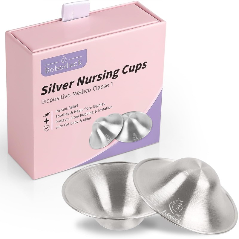Boboduck The Original Silver Nursing Cups - Nipple Shields for