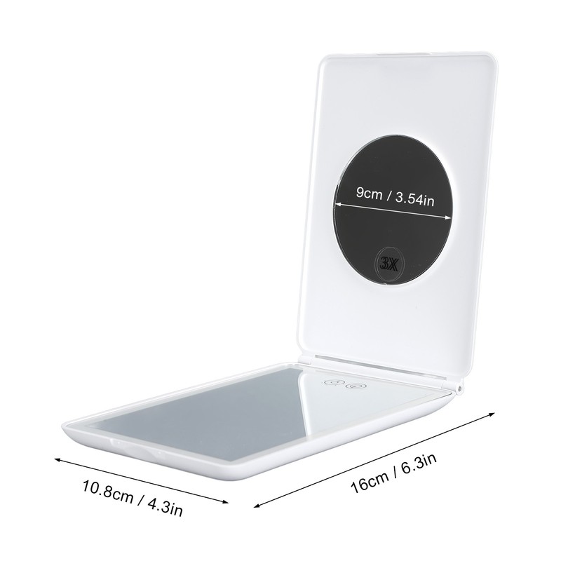 LED Makeup Mirror 3X Magnifying Lighted Compact Rechargeable Portable for