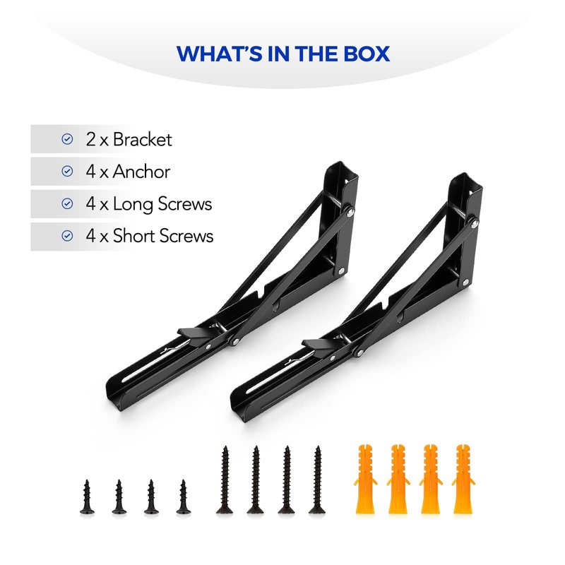 Ravinte 6 Pack 10 Inch Folding Shelf Brackets – Matte