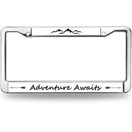 Mount Adventure Spirit License Plate Frame for Veterans Adventure Awaits License Plate Frame Slim Christian Adventure Scratch-Resistant License Plate Frame with Chrome Mounting Set