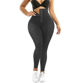 CROSS1946 Super High Waist Postpartum Compression Corset Workout Leggings for Women Plus Size Magic Waist Trainer Cincher Tummy Control Snatched Body Shaper Sculpting Corset Leggings Pants for Women