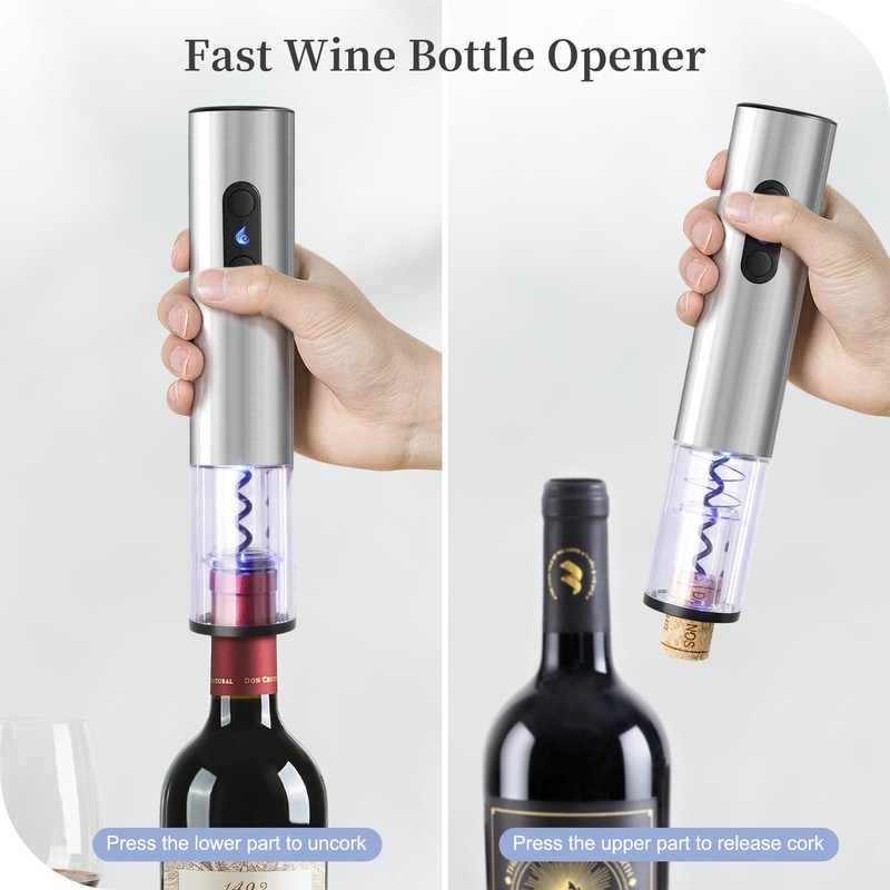 ELMWAY Battery Operated Wine Opener Set by ELMWAY, Stainless Steel