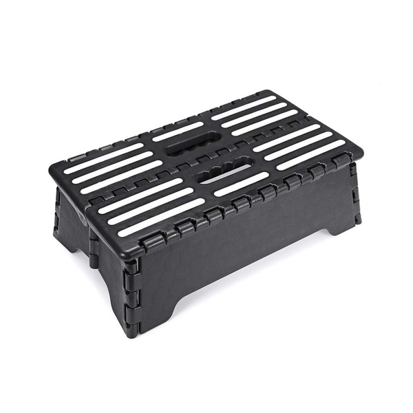 5 inch Portable Folding Step Stool(Black),Opens Easy in Indoor and Outdoor Universal,Durable Plastic Material Supports 300 lbs,Folding Ladder Storage for Kitchen,Toilet,Bathroom, Bedroom,Camping ect