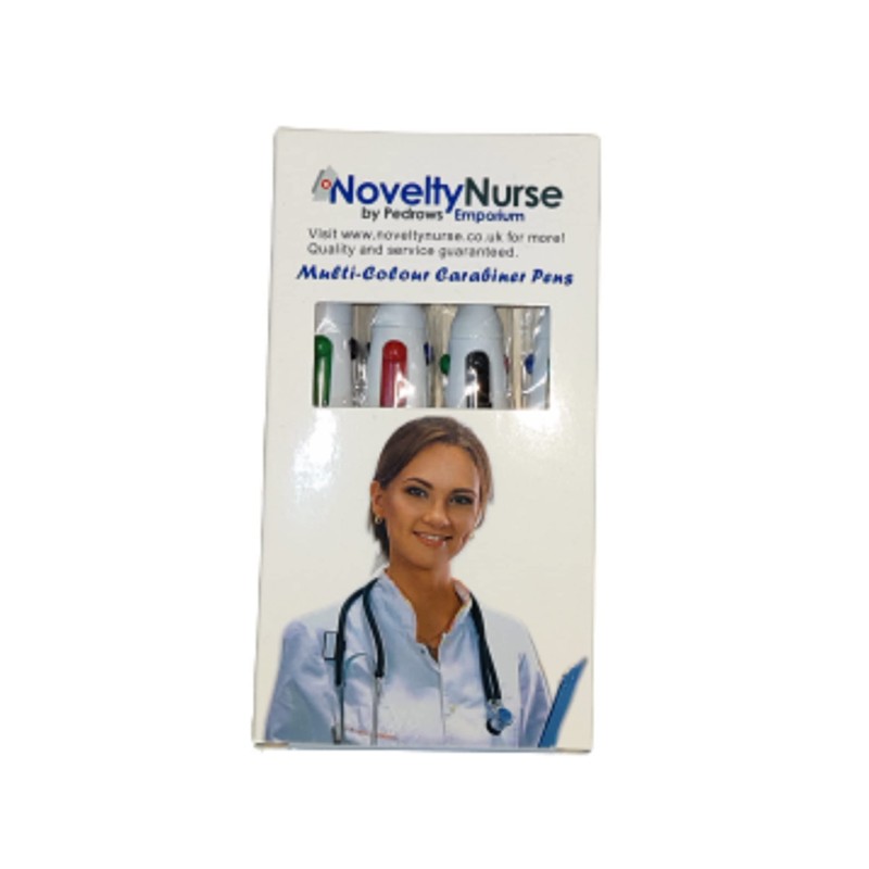 Novelty Nurse Carabiner Pen Multi-colour Retractable Ink Pen - Pack