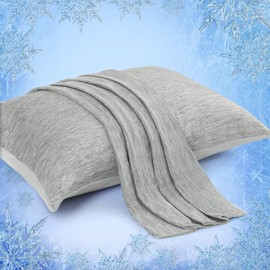 Elegear Elegear Cooling Pillow Cases for Hot Sleepers, Japanese Q-Max 0.45 Cooling Pillowcases, Both Sides[Cooling/Cotton], Breathable Soft Pillowcase for Hair and Skin, Set of 2-Gray (Standard (20" x 26"))