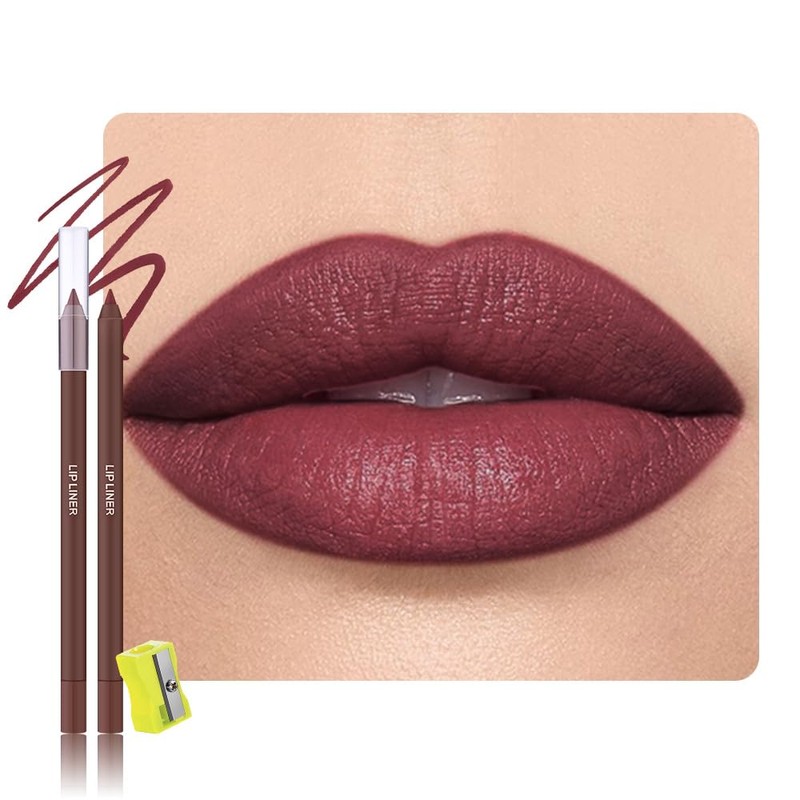 6 Colors Matte Lip Liner Pencils with Sharpener, Waterproof Long