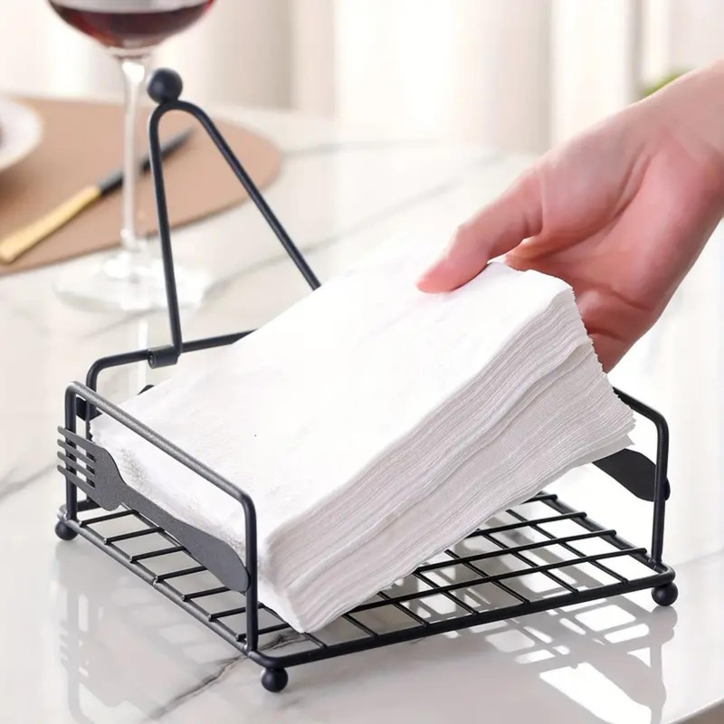 Servilletero De Metal Cuadrado Elegante Y Resistente