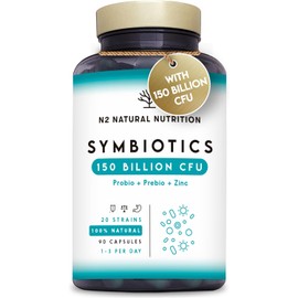 Intestinal Flora Probiotic by N2 Natural Nutrition | 150 Billion CFU with 20 Bacterial Strains + Zinc + Inulin | Advanced Probiotics for Digestive Regeneration and Microbiota Balance | 90 Vegan Capsules