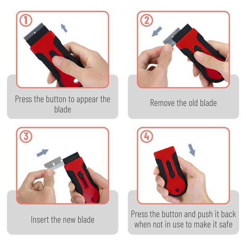 Bates- Razor Blade Scraper Tool Set, 2 Pack, Black &